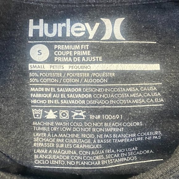 HURLEY (Size S) Dark Grey Colorful Font T-Shirt - Picture 4 of 4